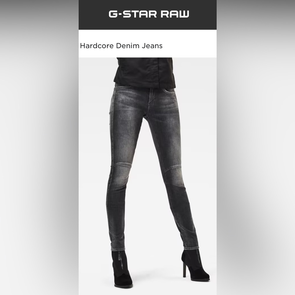 G-Star RAW Jackpant 3D Mid-Rise Skinny Jean in Antic Charcoal size 30x32 Ladies